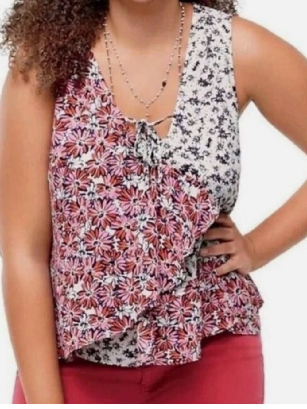 Cabi Seraphina 2 Piece Cami & Ruffled Overlay Floral Size XS